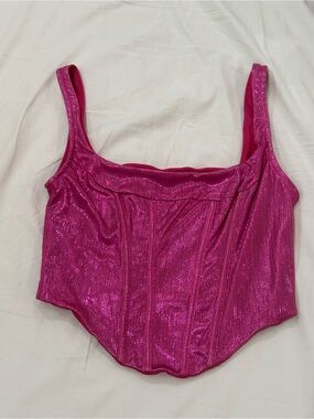 SHEIN Hot Pink Shimmer Corset Camisole